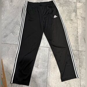 Adidas Kids Black Joggers with White Stripes